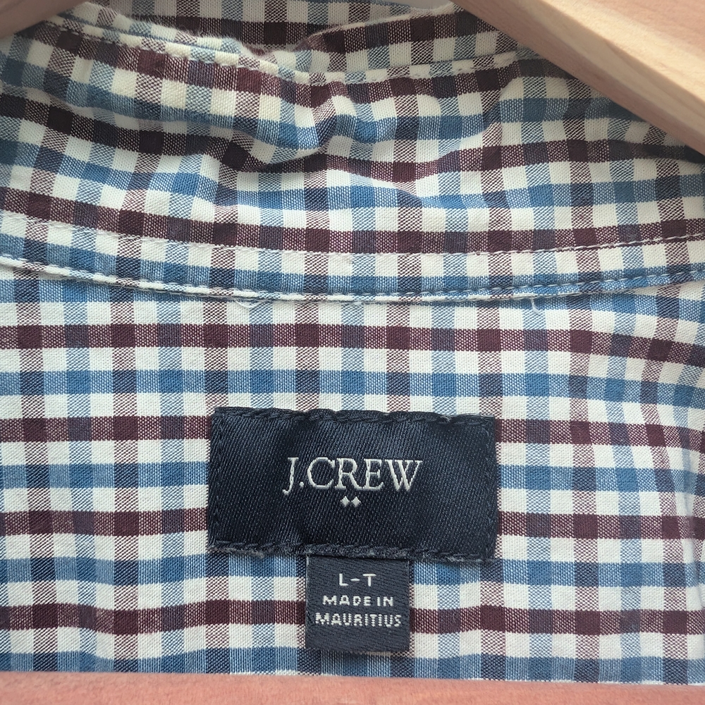 J. Crew Men's Blue and Brown Checkered Shirt